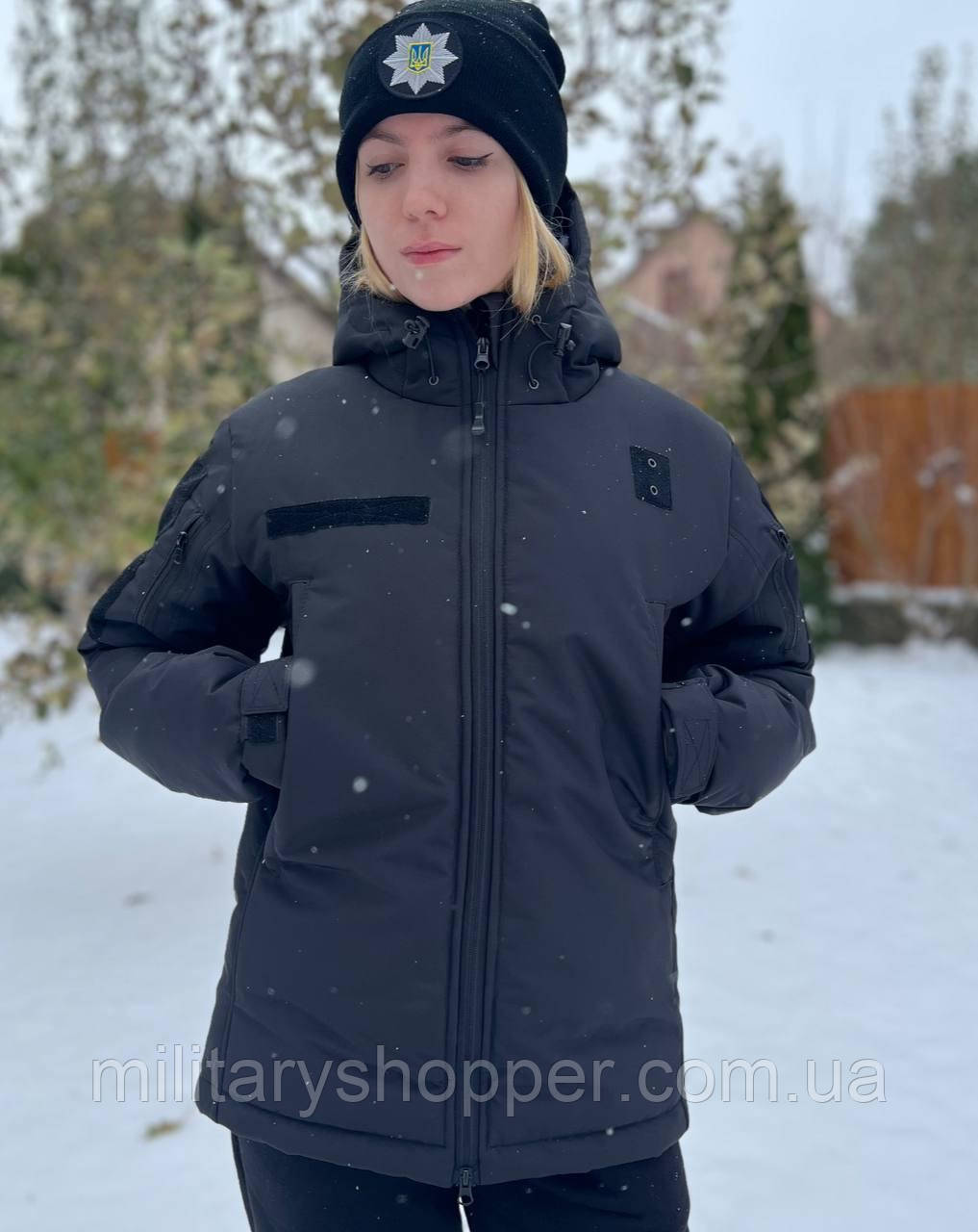 Зимова жіноча чорна куртка для Поліції,  зимова куртка для поліції