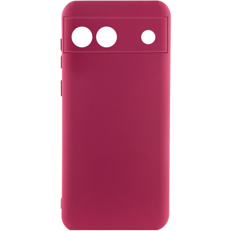 Чохол Silicone Cover Lakshmi Full Camera (A) для Google Pixel 6a | Мікрофібра Бордовий / Marsala, фото 1