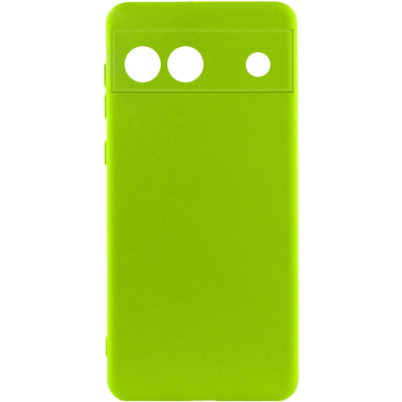 Чохол Silicone Cover Lakshmi Full Camera (A) для Google Pixel 6a | Мікрофібра Салатовий / Neon Green, фото 1