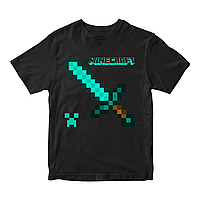 Футболка чорна з оригінальним принтом онлан гри Minecraft "Меч  Minecraft Майнкрафт" Push IT