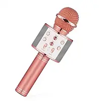 Микрофон WS-858 беспроводной, детский,Bluetooth, караоке Rose Gold