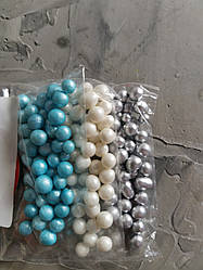 Посипка No70 рисові кульки Блакитно-біло срібні 20 грамів