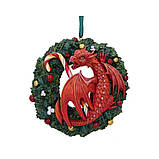 Дракон на різдвяному вінку ялинкова прикраса, фото 2