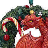 Дракон на різдвяному вінку ялинкова прикраса, фото 7