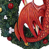 Дракон на різдвяному вінку ялинкова прикраса, фото 6