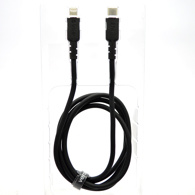 Кабель Veron CL07 Silicon Cable Type-c to Lighting 27W 1.2M Black, фото 2