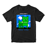 Футболка черная с оригинальным принтом онлан игры Minecraft "Собака Dog Bow-vow Майнкрафт Minecraft" Push IT