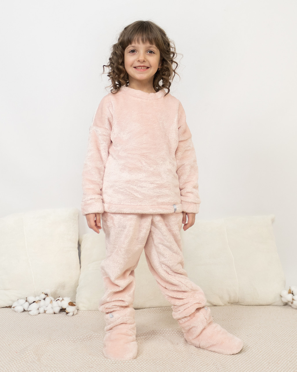 Піжама дитяча домашня махрова кофта зі штанами Персиковий