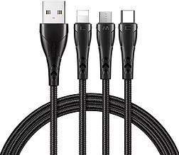 Кабель McDodo Mamba Series 3 in 1 Lightning + Micro USB + Type-C Cable 1.2m CA-6960 Black
