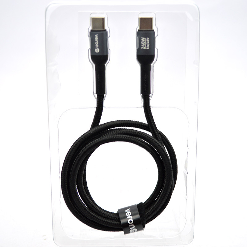 Кабель Veron CC14 Silicon Cable Type-c to Type-c 240W 1M Black, фото 2