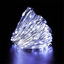 Гірлянда світлодіодна нитка на батарейках + USB "Роса" 100 Led,10 метрів, білий світло, фото 3