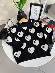 Светр на девочку в білі серця Чорний 8325, 139, MBM, Чорний, Для дівчаток, Зима, 98