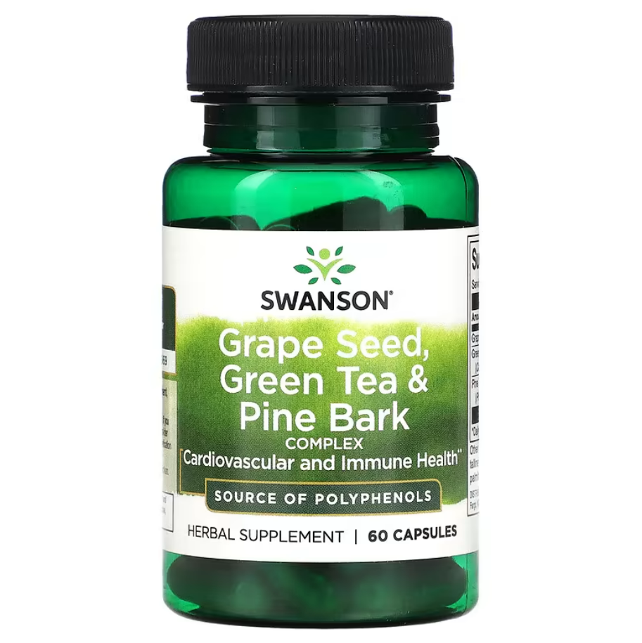 Grape Seed, Green Tea & Pine Bark Complex Swanson 60 капсул