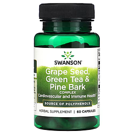 Grape Seed, Green Tea & Pine Bark Complex Swanson 60 капсул