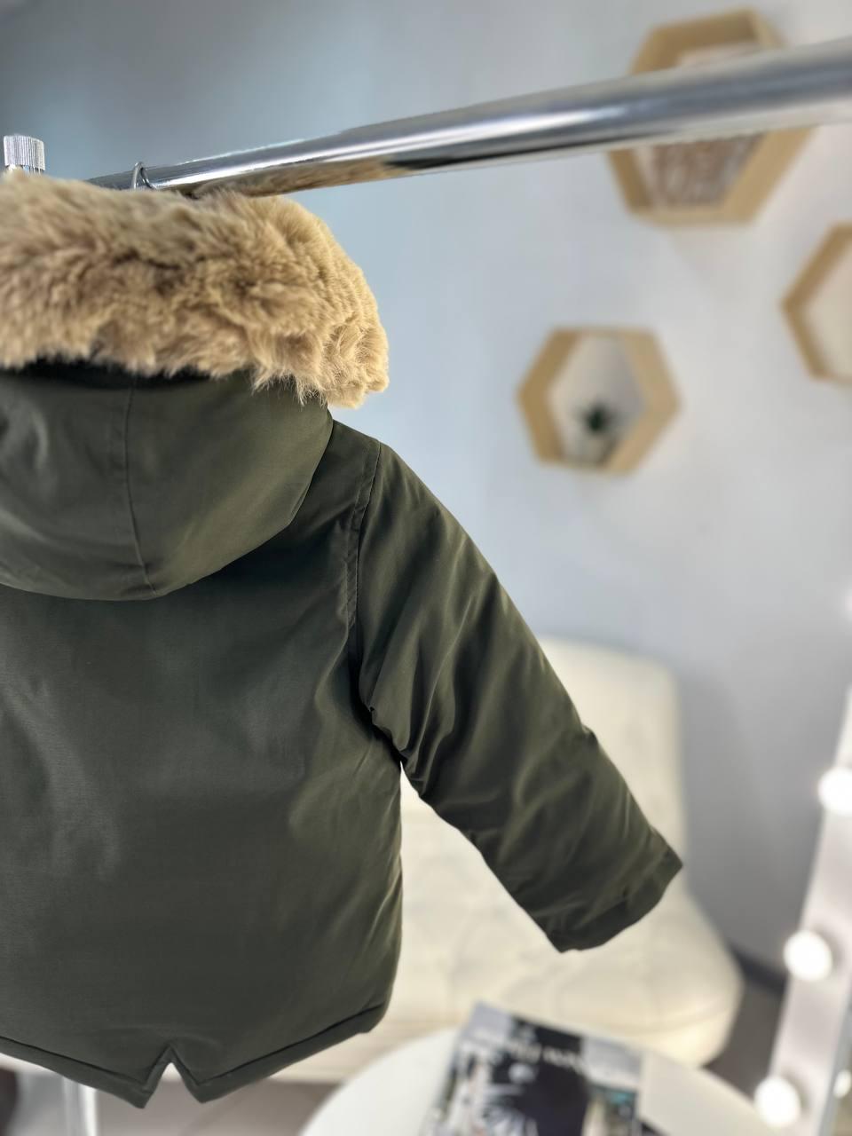 Парка з хутром Хакі 8641 Setty Koop, Хакі, Хлопчик, Зима, 98 104