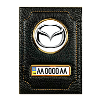 Обложки с гос номером и логотипом - для паспорта, водительских прав кожа флотер черная для любого автомобиля