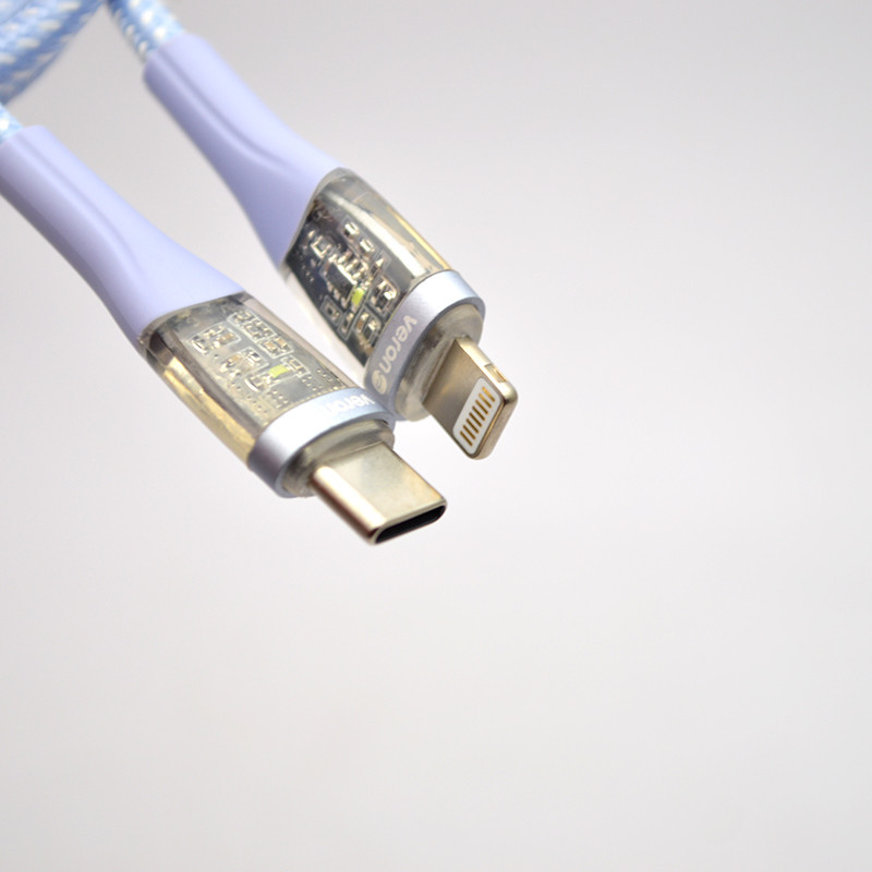 Кабель Veron CL05 Nylon Cable Type-c to Lighting 27W 1.2M Blue, фото 5