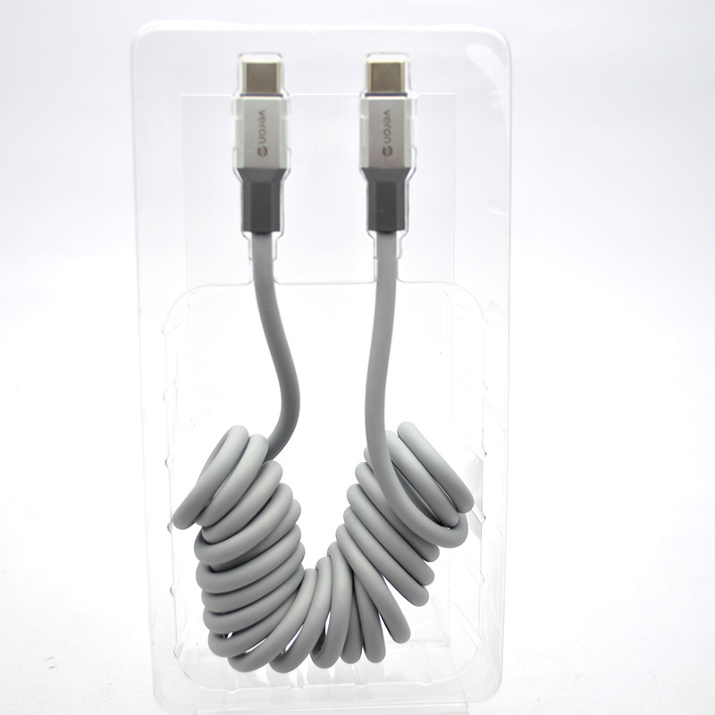 Кабель Veron CC13 Spring Cable Type-c to Type-c 60W 1.8M Silver, фото 2