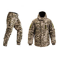 Зимний комплект: Бушлат на флісі Grifon ПЛП-322 Піксель ЗСУ плащівка + штани тактичні "Apex Gen II" піксель