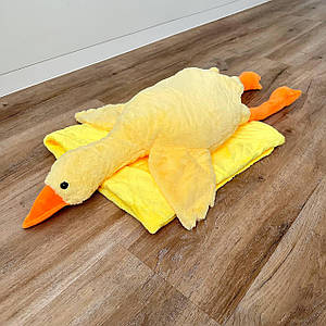 Плед Іграшка, подушка, 3 в 1 Гусак обіймуся Жовтий 90 см дитячий, м'яка іграшка з пледом усередині. Якість.