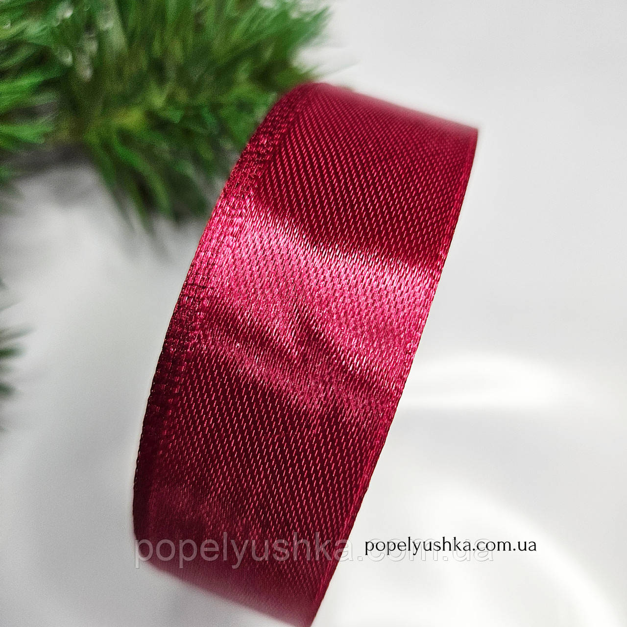 Стрічка атласна 2.5 см гранатова, фото 1