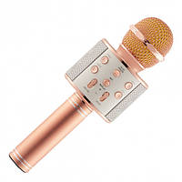 Беспроводный Bluetooth караоке микрофон с изменением голоса WSTER WS-858 Розовый Original Rose Gold