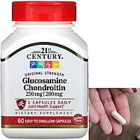 Для суглобів та зв'язок 21st Century Glucosamine Chondroitin 250 mg/200 mg 60 капсул