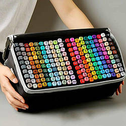 Набір скетч маркерів у сумці 204 шт двосторонні професійні спиртові для малювання