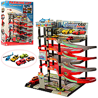 Детский игровой набор парковка гараж с машинками Паркинг 5 уровней для машинок с лифтом светом и звуком