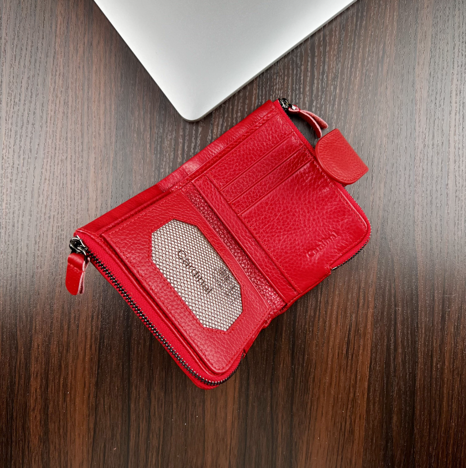 Женский кошелек из натуральной кожи Cardinal кожаный бумажник на магните красный - фото 2 - id-p2035085215