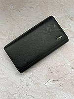 Женский кожаный кошелек Cardinal портмоне клатч из натуральной кожи с визитницей черный