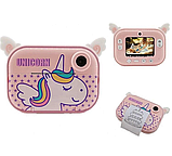 Дитячий цифровий фотоапарат миттєвого друку з селфі камерою TOY G3 Pro Unicorn з Wifi рожевий Єдиноріг, фото 3