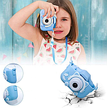 Дитячий цифровий фотоапарат із селфі камерою Children's fun Camera фотокамера з іграми та чохлом блакитний, фото 9