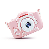 Дитячий цифровий фотоапарат із селфі камерою Children's fun Camera фотокамера з іграми та чохлом рожевий, фото 3