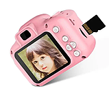 Дитячий цифровий фотоапарат із селфі камерою Children's fun Camera фотокамера з іграми та чохлом рожевий, фото 9