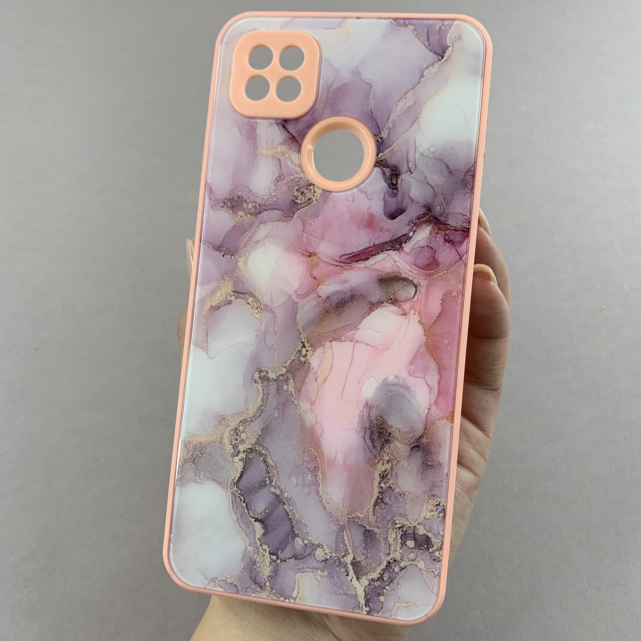 Чохол для Xiaomi Redmi 9C мармуровий чохол із захистом камери на телефон сяомі редмі 9с персиковий q7k