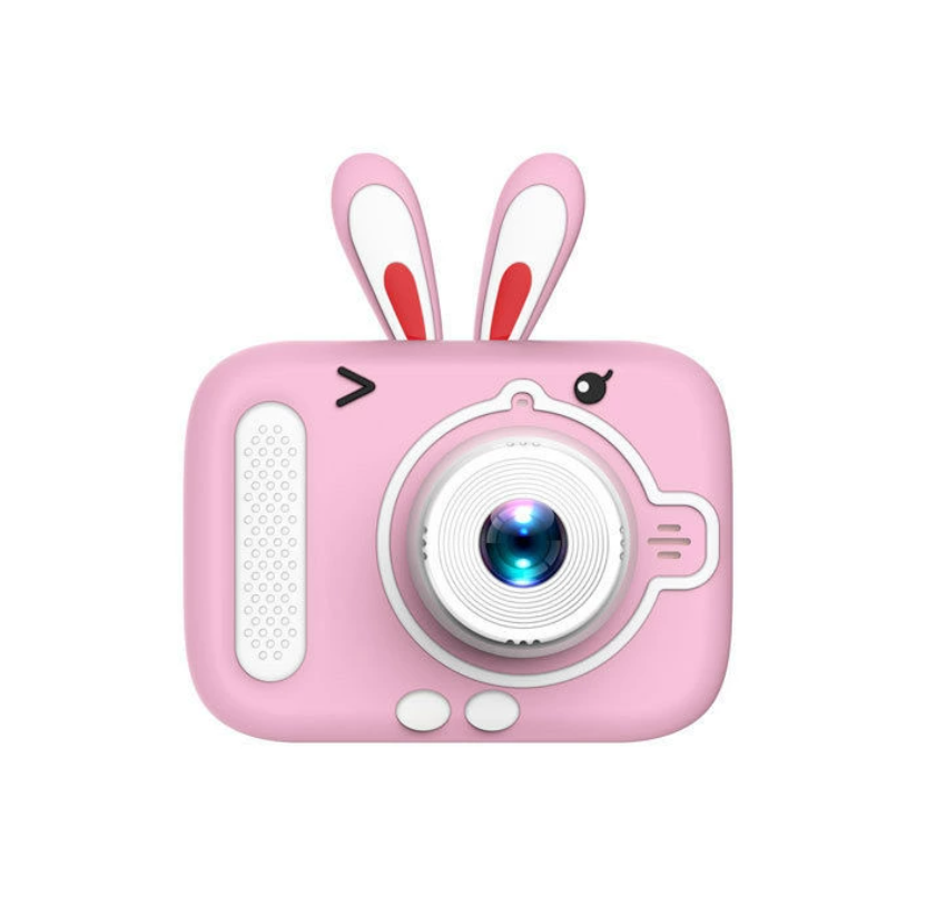 Дитячий цифровий фотоапарат із селфі камерою Kids Camera X900 фотокамера з іграми та чохлом зайчик рожевий