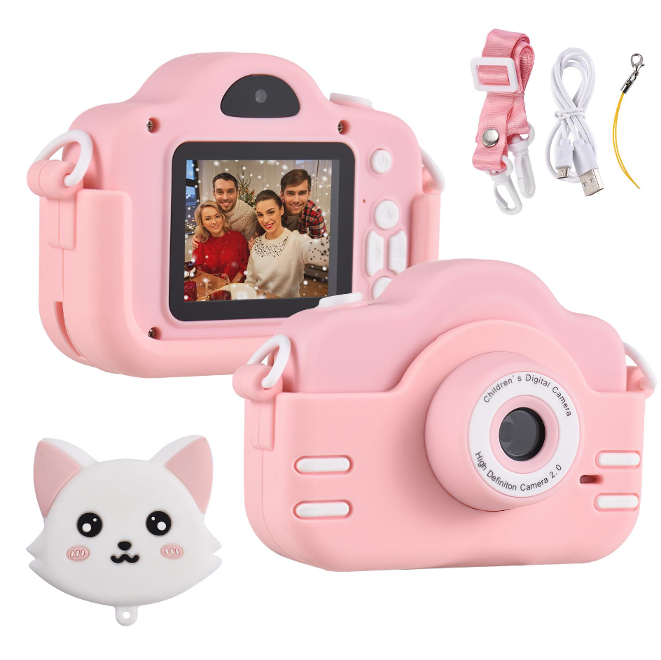 Дитячий цифровий фотоапарат із селфі камерою A3S KidsCam Cat фотокамера з іграми та чохлом рожевий