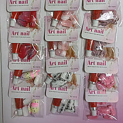 Набір нігтів накладних зі стразами та малюнком K-Nail Art Nail, №01, 12 штук