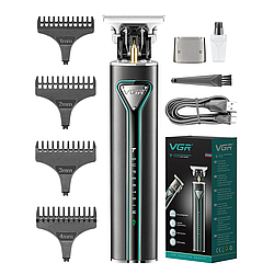 Машинка для стрижки волосся з USB, 4 насадки, VGR-009 / Акумуляторний чоловічий триммер для волосся та бороди