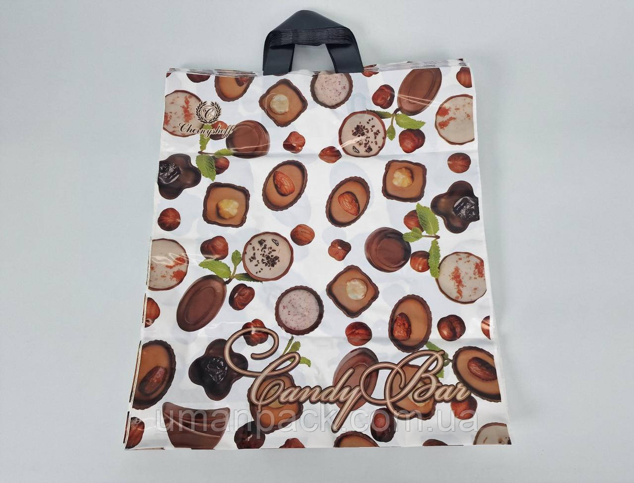 Пакет із петльовою ручкою 40*45 (65 мкм)" Цукерки Ренпако (25 шт.)Поліетиленові пакети сумки