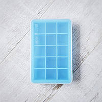 Силиконовая форма для льда средний куб 3.2 х 3.2 см Olin & Olin 15 кубиков голубая с крышкой