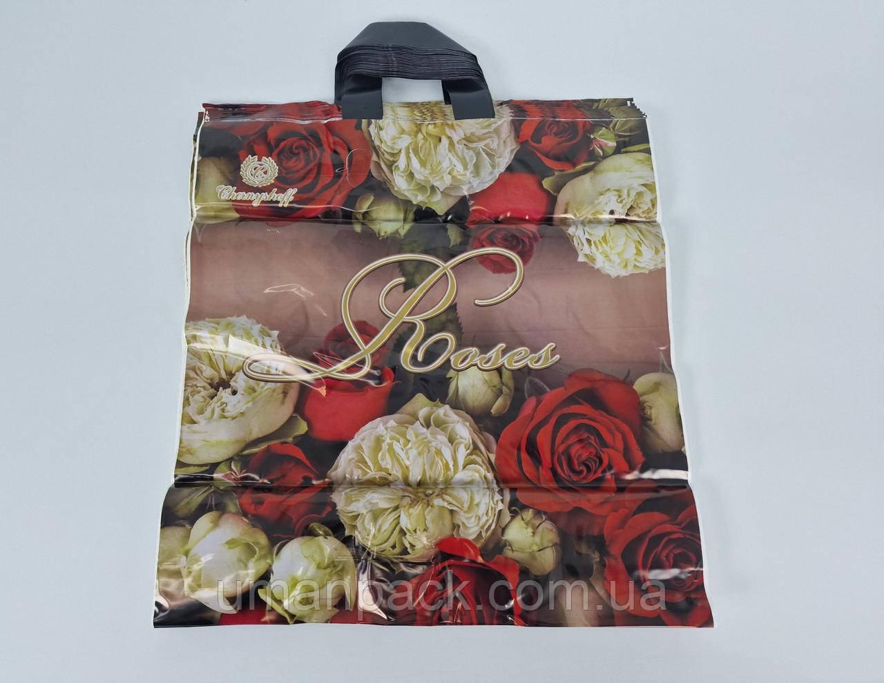 Пакет із петльовою ручкою 40*42 "Червоні троянди Ренпако (25 шт.)