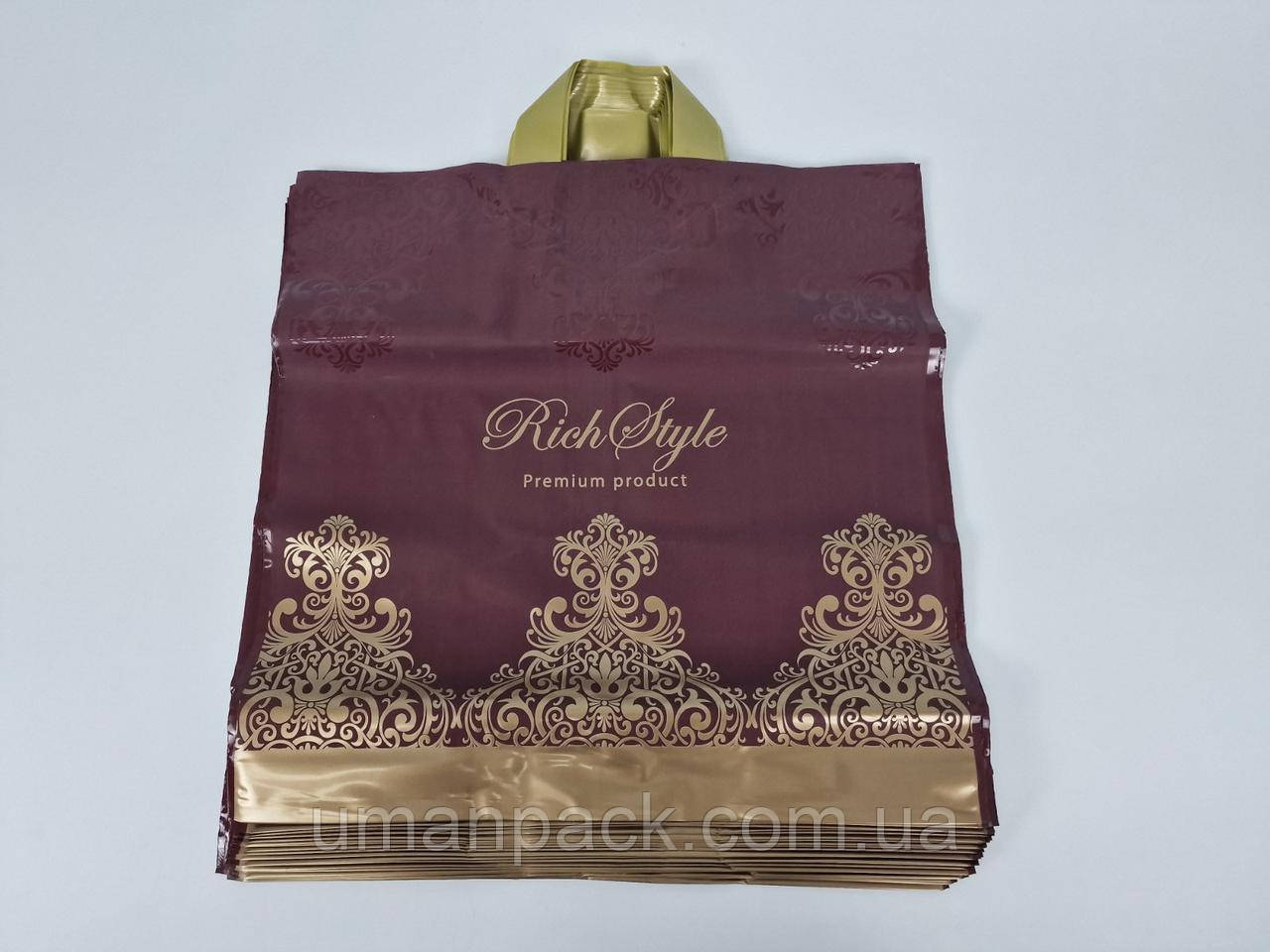 Пакет із петльовою ручкою 40*40 Преміум бардо (25 шт.)