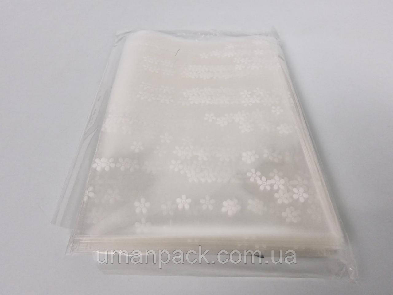 Пакет із малюнком для пакування подарунків (10*15) No47 (ажурний) "Ромашка" (100 шт.)