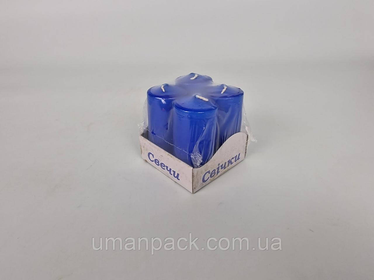 Кольорова Циліндр парафінова свічка (40/80) СИНЯЯ (4 шт.)