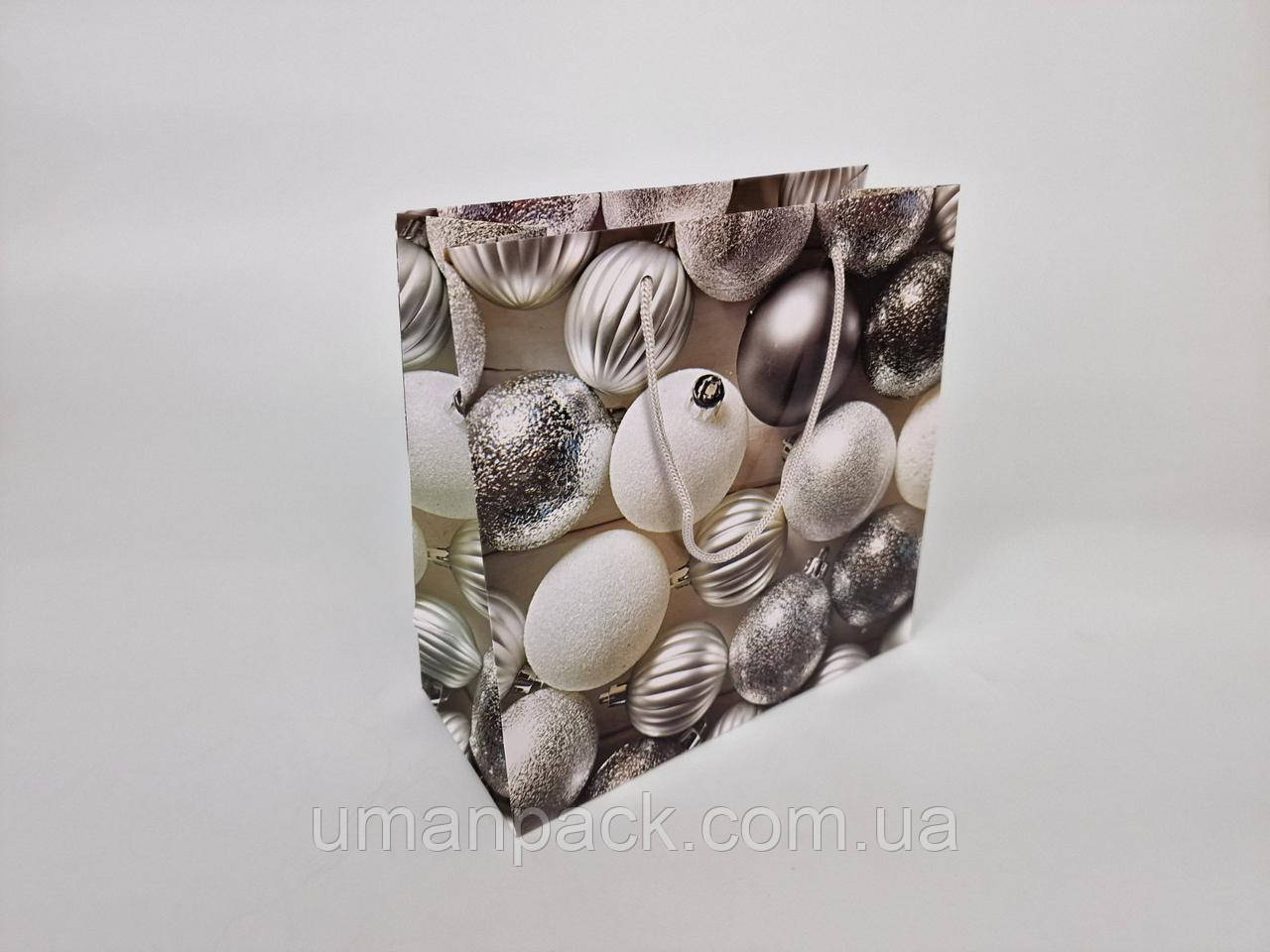 Паперовий Подарунковий Пакет Новорічний новорічні Квадрат 23*24*10 — 33 (12 шт.)