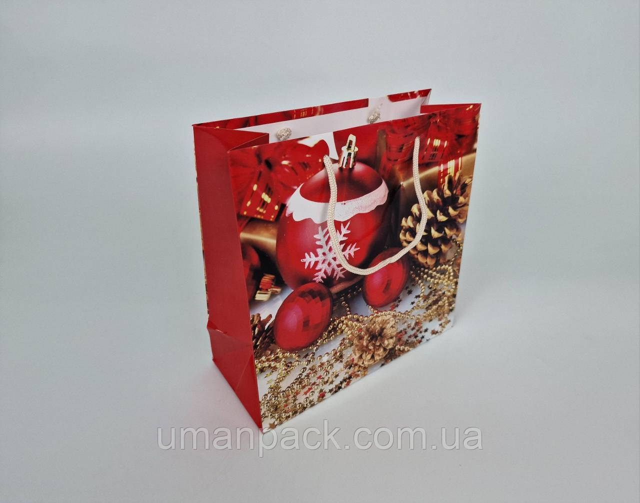 Паперовий Подарунковий Пакет Новорічний 23*24*10 — 34 (12 шт.)