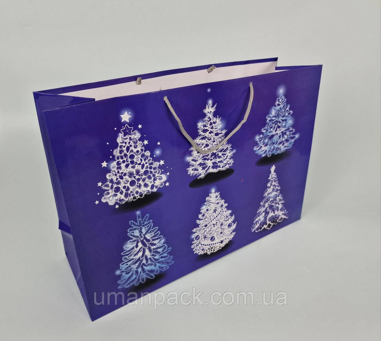 Паперовий Подарунковий Пакет Новорічний горизонтальні 46*33*15-006 (12 шт.)