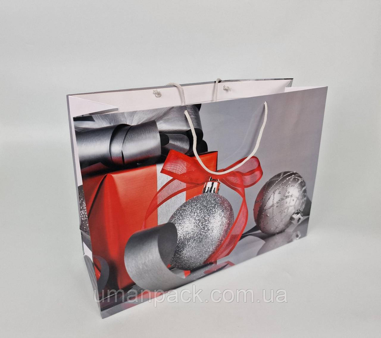 Паперовий Подарунковий Пакет Новорічний 46*33*15-007 (12 шт.)